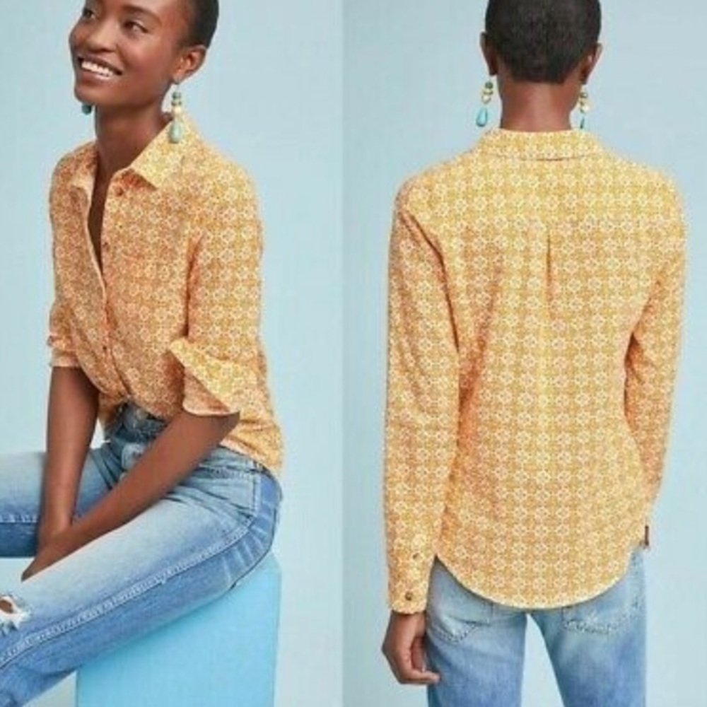 Women Size 2 Maeve By Anthropologie Petrin Long Sleeve Button Down Shirt